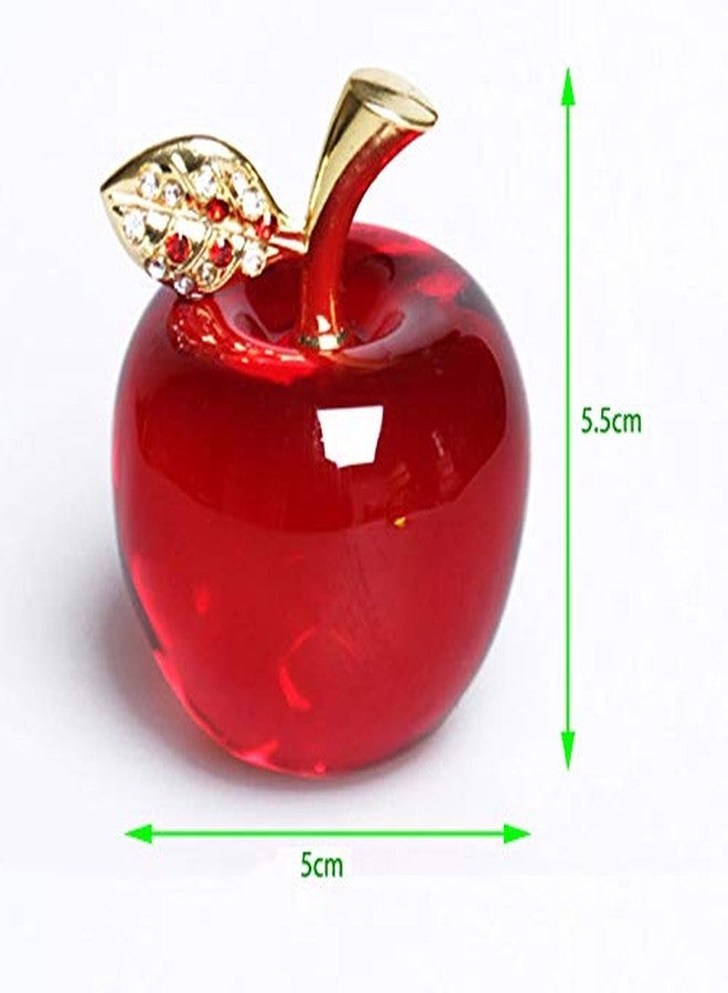 Hoobar Crystal Apple Figurine Paperweight Ideal Gifts for Wedding Birthday Christmas and Home Decoration 2.1 Inch (B-red) - Image 2